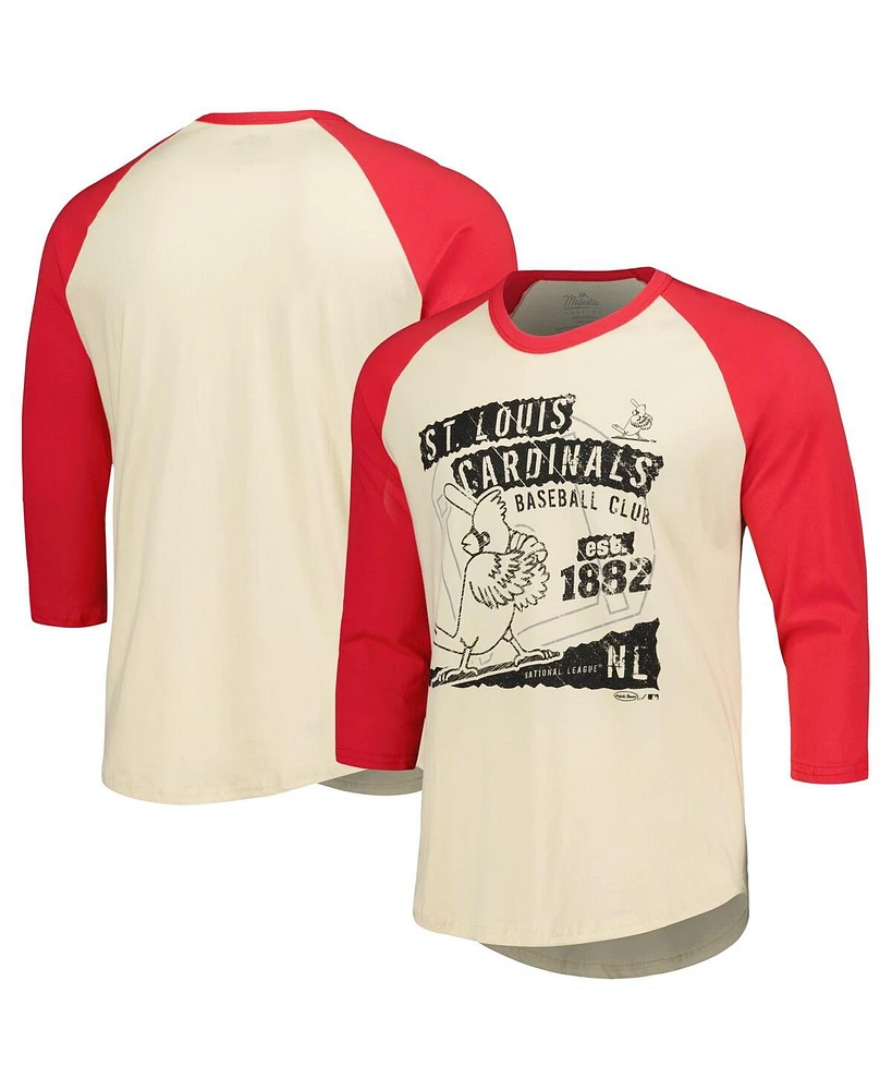 Majestic Men's Cream/Red St. Louis Cardinals Raglan 3/4-Sleeve T-Shirt