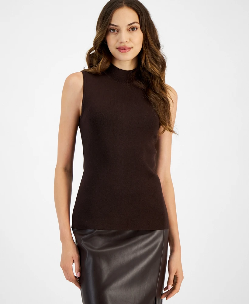 Tahari Asl Women's Mock Neck Sleeveless Knit Top