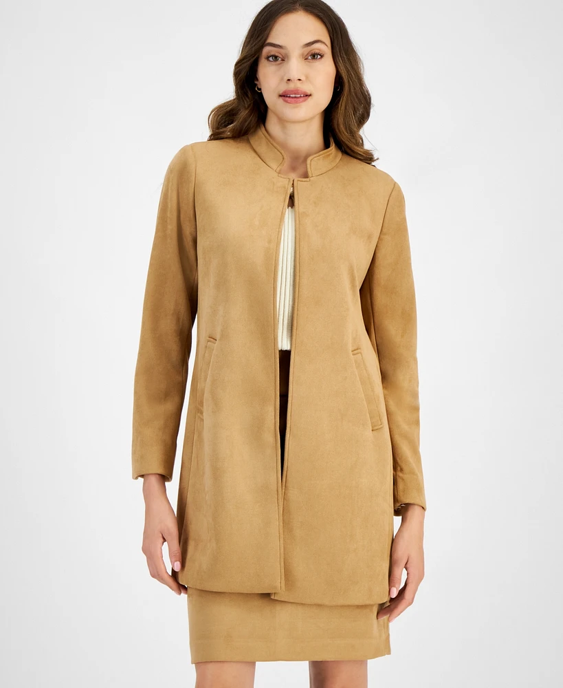 Tahari Asl Women's Faux Suede Stand Collar Jacket