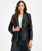 Tahari Asl Women's Faux-Leather Boyfriend Jacket