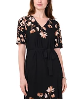 Msk Women's Floral-Print Midi Dress