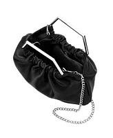 Nina Metal Handle Satin Pouch Bag