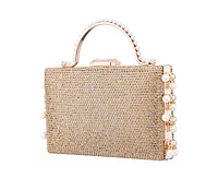 Nina Cultivated Pearl Dangle Crystal Embellished Minaudiere Clutch