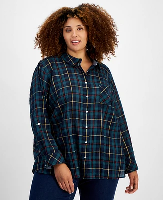 Tommy Hilfiger Plus Plaid Button-Front Shirt