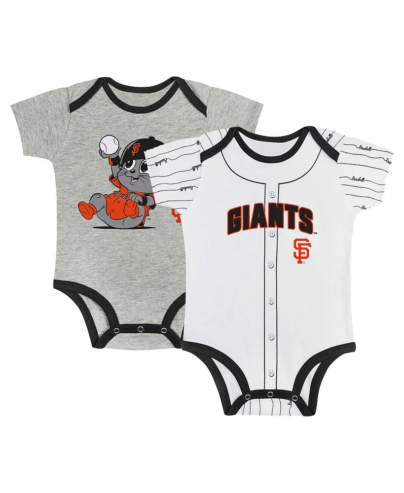 Outerstuff Newborn Baby Boys and Girls Gray/White San Francisco Giants Two-Pack Play Ball Bodysuit Set