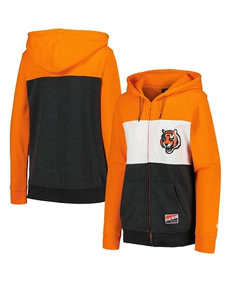 New Era Women's Orange Cincinnati Bengals Color-Block Full-Zip Hoodie