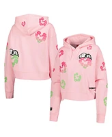 Freeze Max Women's Pink Peanuts Snoopy Sweet Cotton Heart Cropped Pullover Hoodie