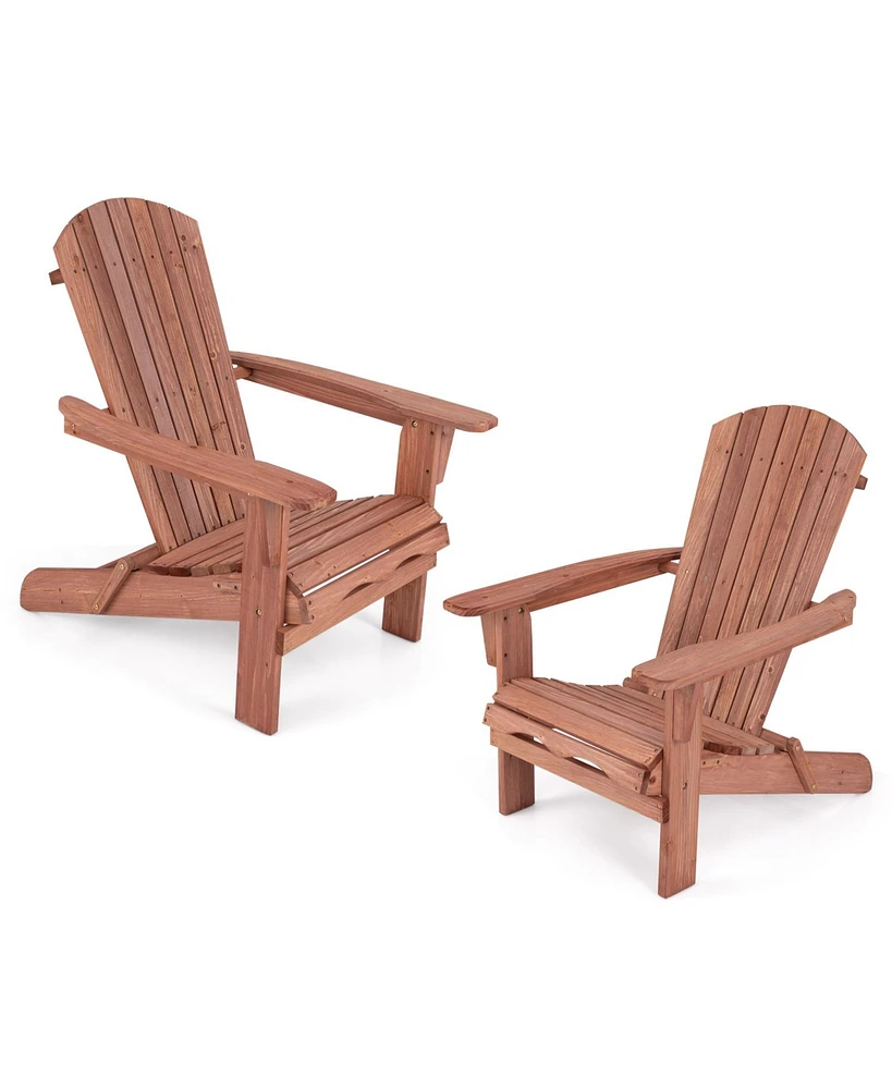 Slickblue Folding Adirondack Chair Set of 2 with High Backrest and Wide Armrests