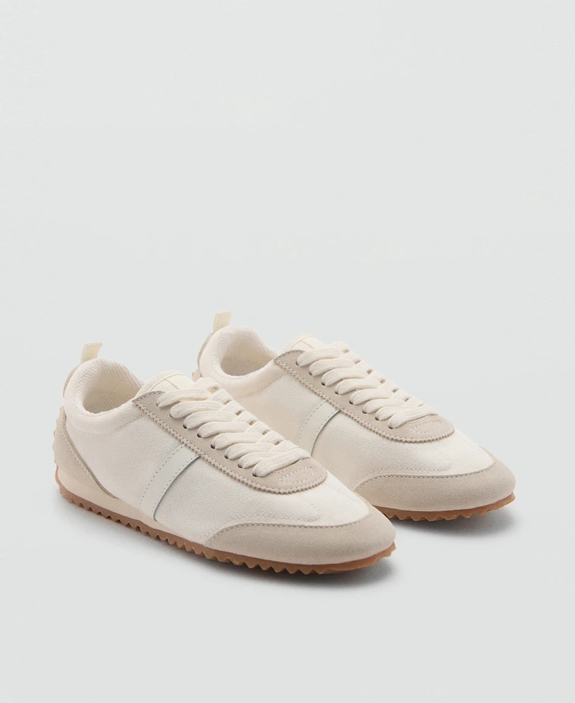 Mango Women's Leather Panels Canvas Sneakers