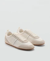 Mango Women's Leather Panels Canvas Sneakers