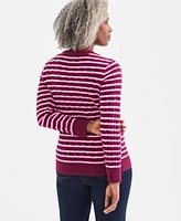 Style & Co Women's Cotton Striped Cable-Knit Sweater, Created for Macy's