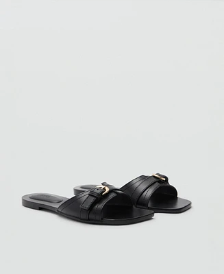 Mango Women's Buckle Leather Sandals