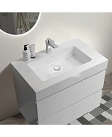 Streamdale Furniture Glossy White Integrated Basin: Modern Solid Surface Marvel