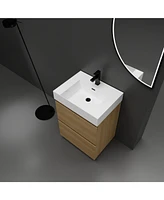 24" Modern Bathroom Vanity with Sink, Double Drawer Cabinet