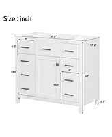 Streamdale Furniture 36" White Bathroom Vanity Cabinet with Ample Storage