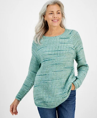 Style & Co Women's Waffle Space-Dye Sweater, Created for Macy's