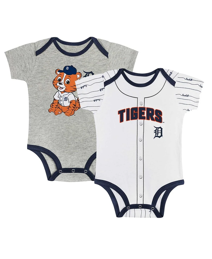 Outerstuff Newborn Baby Boys and Girls Gray/White Detroit Tigers Two-Pack Play Ball Bodysuit Set