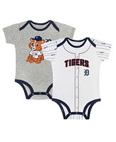 Outerstuff Newborn Baby Boys and Girls Gray/White Detroit Tigers Two-Pack Play Ball Bodysuit Set