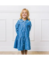 Hope & Henry Baby Girls Long Sleeve Tiered Button Front Peter Pan Collar Dress