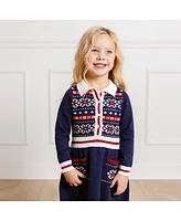 Hope & Henry Toddler Girls Long Sleeve Nordic Fair Isle Sweater Dress, Toddler|Child