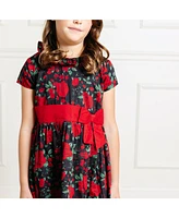 Hope & Henry Baby Girls Short Sleeve Ruffle Collar Party Dress with Bow