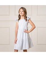 Hope & Henry Toddler Girls Organic Flutter Sleeve Tiered Eyelet Dress