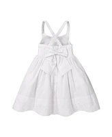 Hope & Henry Girls' Sleeveless Special Occasion Sun Dress with Bow Back Detail and Embroidery