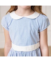 Hope & Henry Girls' Short Sleeve Seersucker Dress with Peter Pan Collar