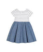 Hope & Henry Girls' Short Sleeve Lightweight Knit Skater Dress