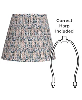 Hardback Shirred Empire Lamp Shade Pink Blue Floral Medium 8" Top x 13" Bottom x 11" Slant x 10.75" High Spider with Replacement Harp and Finial Fitti