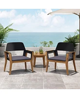 Acacia Wood Club Chairs With Cushions (Set Of 2)