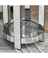 Crystal Inlay Mirror Coffee Table with Storage