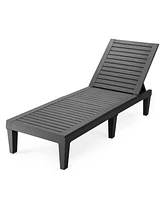 Gymax Patio Outdoor Chaise Lounge Chair Recliner w/ Adjustable Backrest Brown