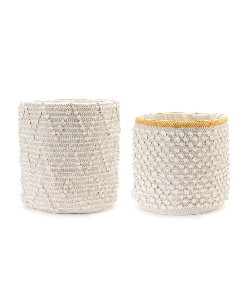 Slickblue Woven White Cotton Baskets - Set of 2