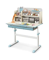 Slickblue Height Adjustable Kids Study Desk with Tilt Desktop for 3-12 Years Old