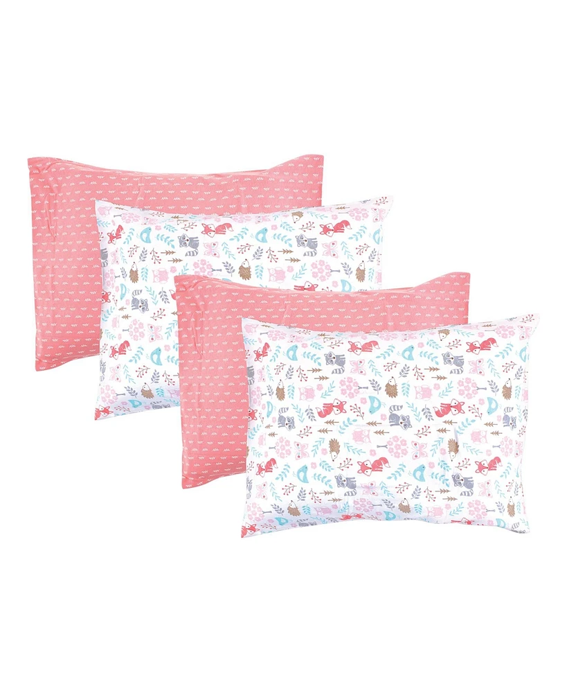 Hudson Baby Infant Girl 4Pc Cotton Toddler Pillow Case, Woodland Fox, One Size