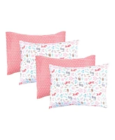 Hudson Baby Infant Girl 4Pc Cotton Toddler Pillow Case, Woodland Fox, One Size