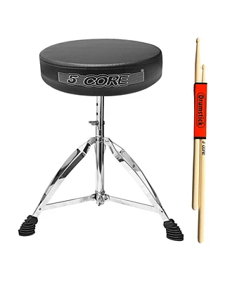 5 Core Drum Throne Comfortable Padded Guitar Stool Height Adjustable Music Dj Chair Heavy Duty Seat - Black