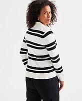 Style & Co Women's Striped Johnny-Collar Sweater, Created for Macy's