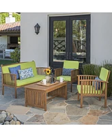 Simplie Fun Acacia Wood Outdoor Sofa Set With Water-Resistant Cushions (4-Piece)