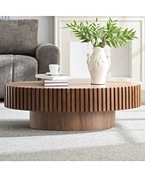 Modern Walnut Coffee Table with Sturdy Pedestal