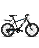 Simplie Fun Kids Bike: 20" Steel Frame, 7-Speed, Shock Absorber, All-Terrain Tires