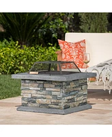 28" Square Fire Pit With Iron Shield