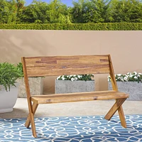 Sandblast Acacia Wood Bench With Reclining Backrest