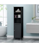 Modern Bathroom Linen Tower With Faux Wood Finish