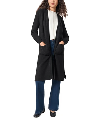 Jones New York Petite Ribbed Open-Front Duster Cardigan