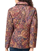 Jones New York Petite Paisley-Print Quilted Collared Jacket