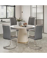 Streamdale Furniture Modern Pu Leather Dining Chairs with Chrome Metal Legs (Set of 4)