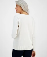 Style & Co Women's Crewneck Chenille Cable-Knit Sweater, Created for Macy's