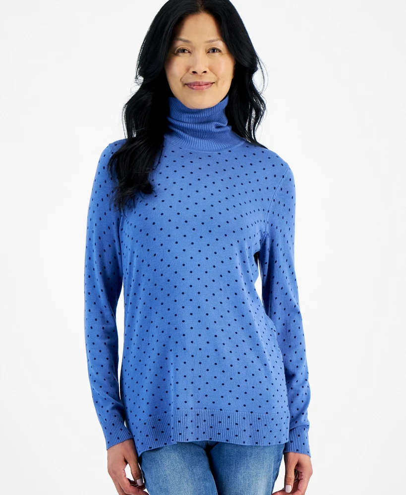 Style & Co Women's Printed Turtleneck Sweater, Created for Macy's